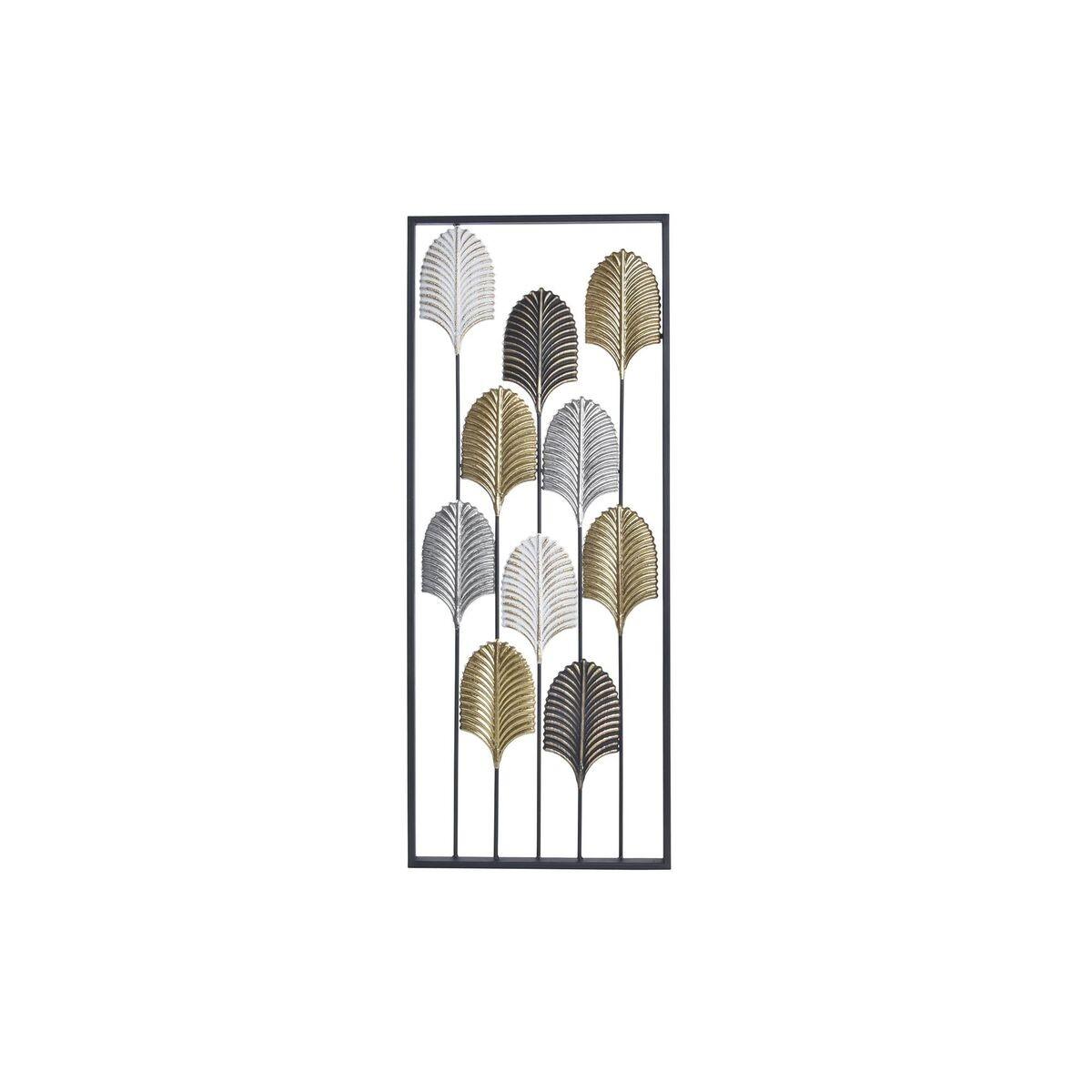 Vægdekoration Sort Metal Multifarvet Moderne Blad Af En Plante 35 X 2 X 90 Cm