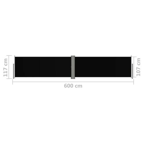 Sammenrullelig sidemarkise 117x600 cm sort