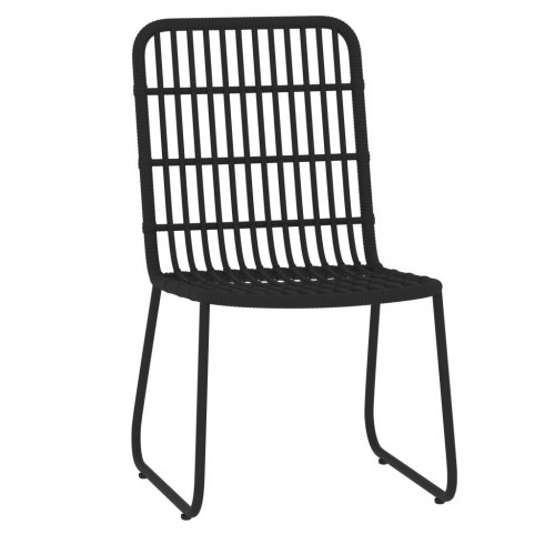 Spisebordssæt til haven 7 dele - sort glasbord og polyrattan stole