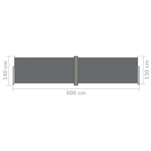 Sammenrullelig sidemarkise 140x600 cm antracitgrå