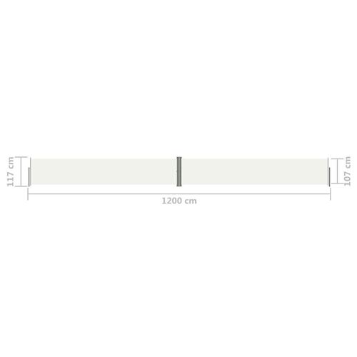 Sammenrullelig sidemarkise 117x1200 cm cremefarvet