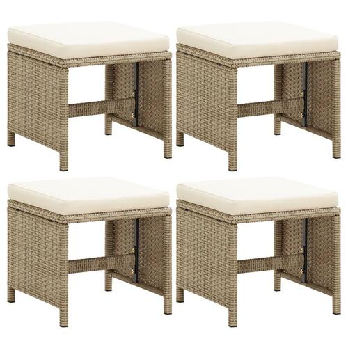 Haveskamler 4 stk. med hynder polyrattan beige