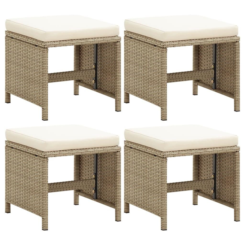 Haveskamler 4 stk. med hynder polyrattan beige