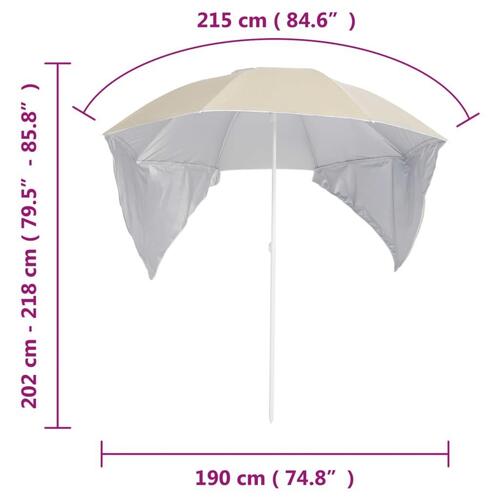 Strandparasol med sidevægge 215 cm sandfarvet