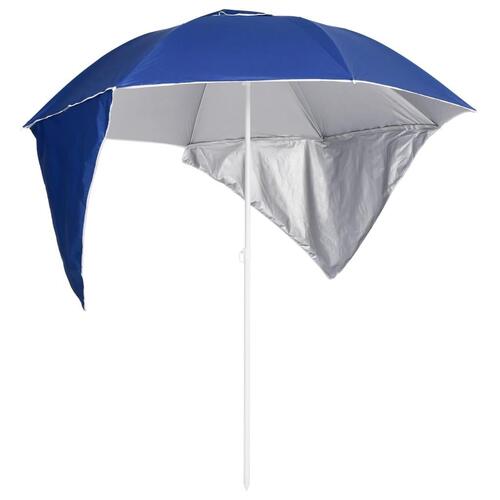 Strandparasol med sidevægge 215 cm blå
