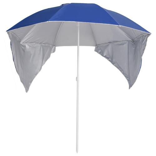 Strandparasol med sidevægge 215 cm blå