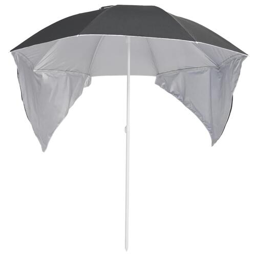 Strandparasol med sidevægge 215 cm antracitgrå