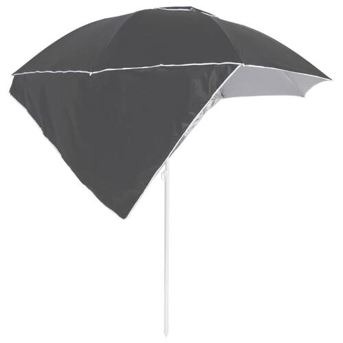 Strandparasol med sidevægge 215 cm antracitgrå