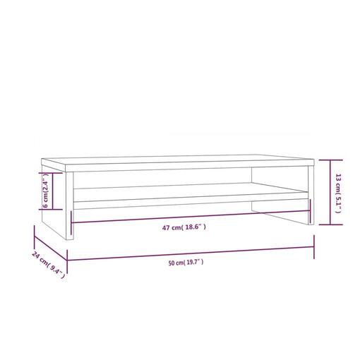 Skærmholder 50x24x13 cm massivt fyrretræ hvid