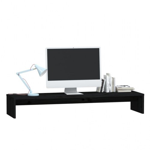 Skærmholder 100x27x15 cm massivt fyrretræ sort