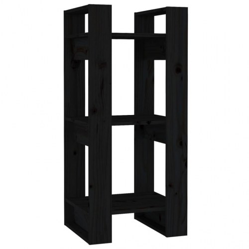 Bogreol/rumdeler 41×35×91 cm - massivt fyrretræ, sort