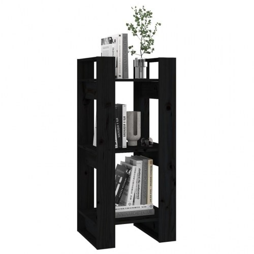 Bogreol/rumdeler 41×35×91 cm - massivt fyrretræ, sort