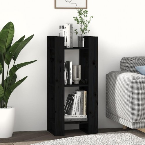 Bogreol/rumdeler 41×35×91 cm - massivt fyrretræ, sort