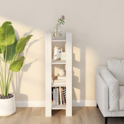 Bogreol/rumdeler 41×35×125 cm - massivt fyrretræ, hvid