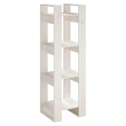 Bogreol/rumdeler 41×35×125 cm - massivt fyrretræ, hvid