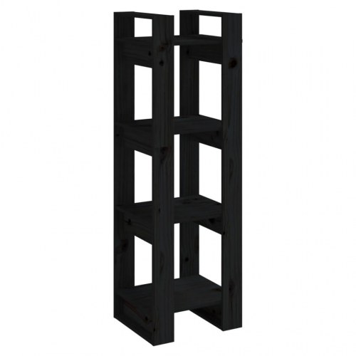 Bogreol/rumdeler i massivt fyrretræ - 41 × 35 × 125 cm, sort