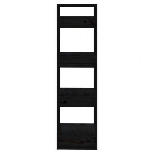Bogreol/rumdeler i massivt fyrretræ - 41 × 35 × 125 cm, sort