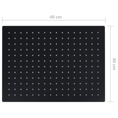 Regnbrusehoved 40x30 cm rustfrit stål rektangulær sort