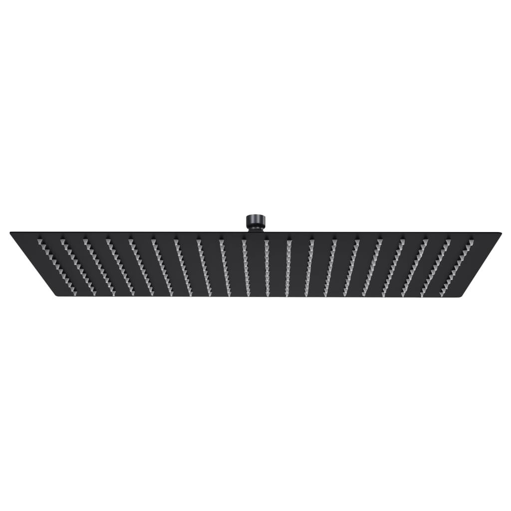 Regnbrusehoved 50x30 cm rustfrit stål rektangulær sort