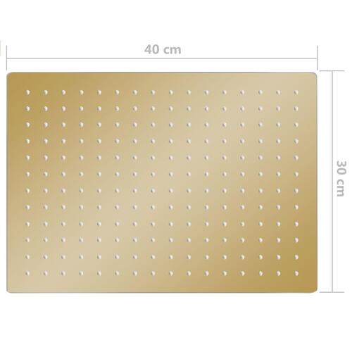 Regnbrusehoved 40x30 cm rustfrit stål rektangulær guldfarvet