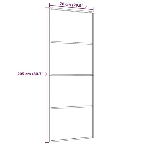 Skydedør 76x205 cm hærdet glas og aluminium hvid