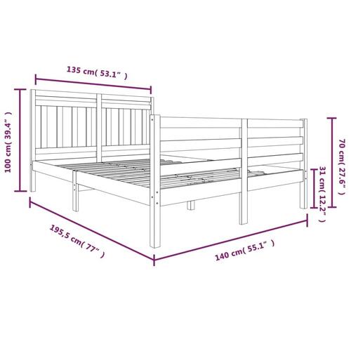 Sengeramme 135x190 cm dobbelt massivt træ