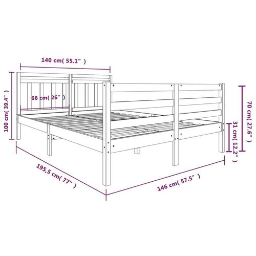 Sengeramme 140x190 cm massivt træ