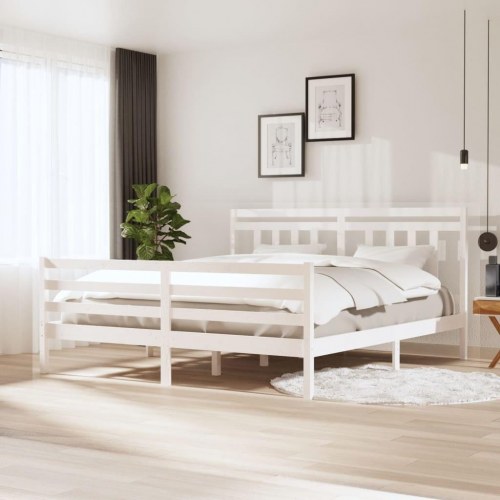 Sengeramme 180x200 cm Super King massivt træ hvid