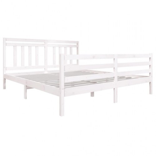 Sengeramme 180x200 cm Super King massivt træ hvid
