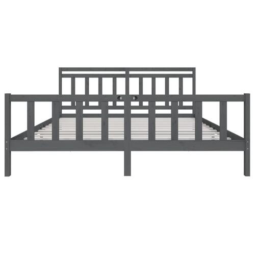 Sengeramme 200x200 cm massivt træ grå