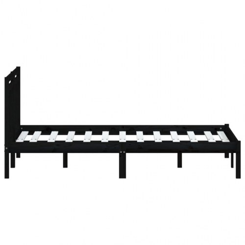Sengeramme med sengegærde 140 x 190 cm massivt fyrretræ - sort