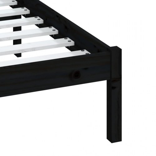 Sengeramme med sengegærde 140 x 190 cm massivt fyrretræ - sort