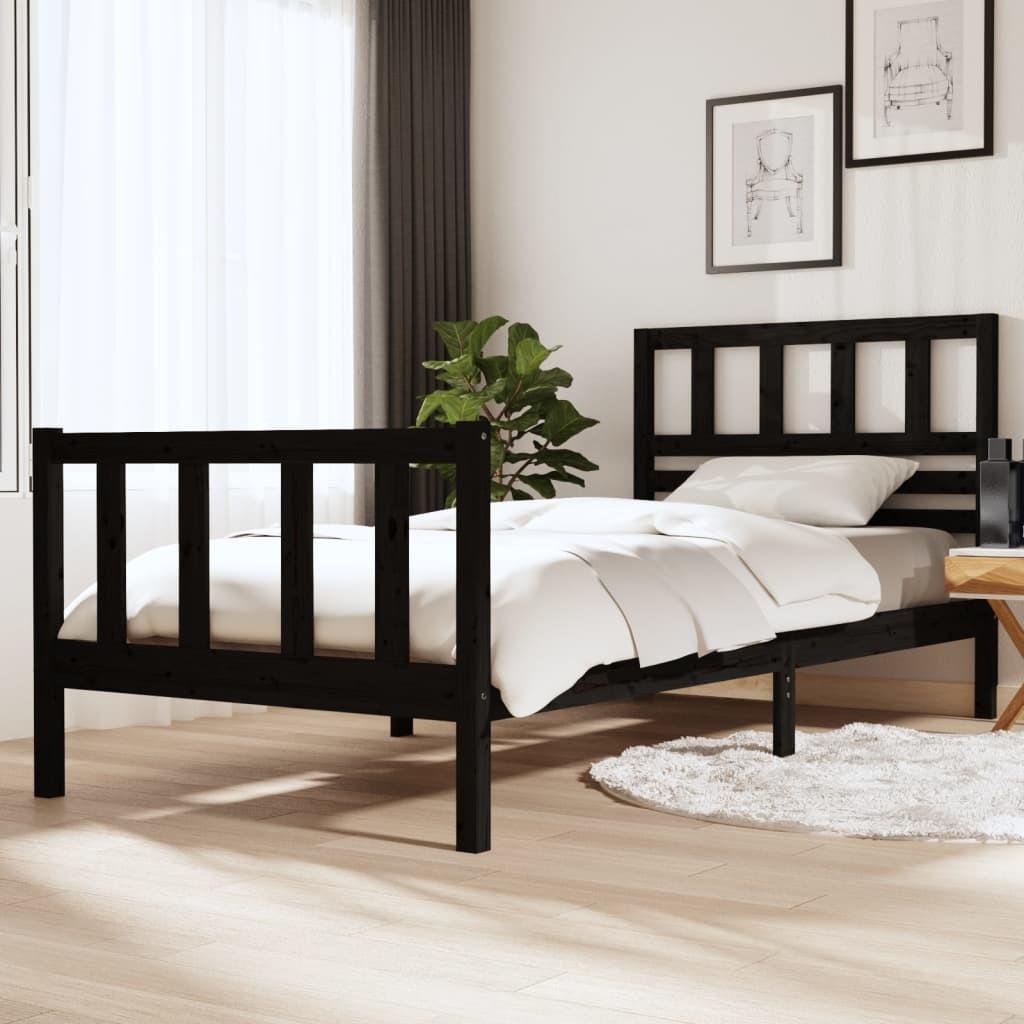 Sengeramme 100x200 Cm Massivt Træ Sort