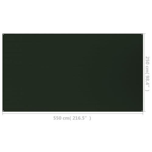 Telttæppe 250x550 cm HDPE mørkegrøn