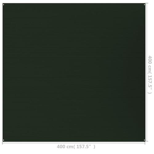 Telttæppe 400x400 cm HDPE mørkegrøn