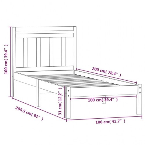 Sengeramme 100x200 cm massivt fyrretræ