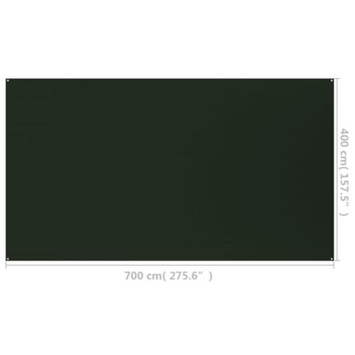 Telttæppe 400x700 cm HDPE mørkegrøn