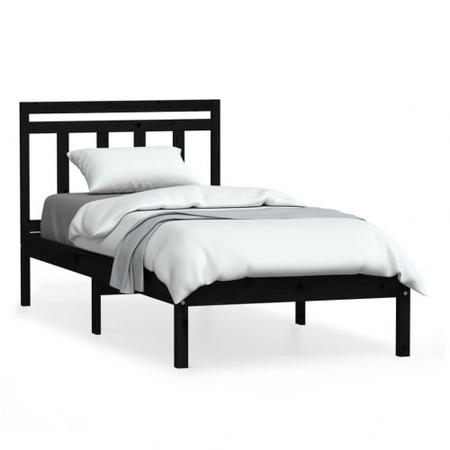 Sengeramme 100x200 cm massivt fyrretræ sort