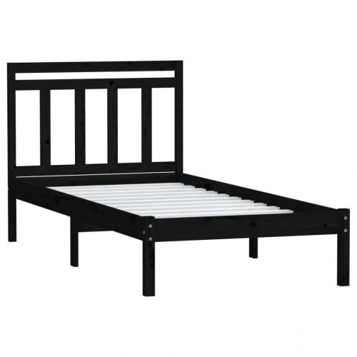 Sengeramme 100x200 cm massivt fyrretræ sort