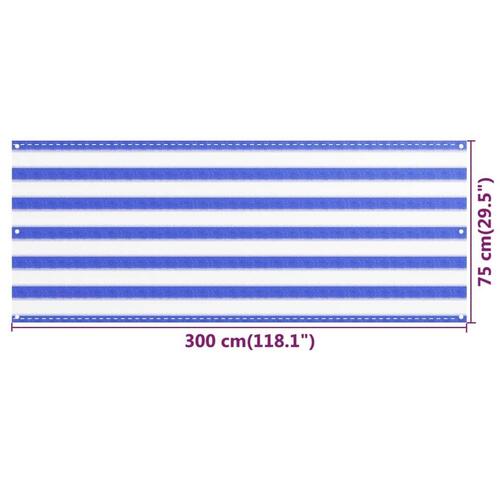 Altanafskærmning 75x300 cm HDPE blå og hvid