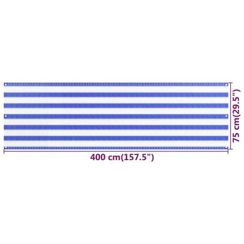 Altanafskærmning 75x400 cm HDPE blå og hvid