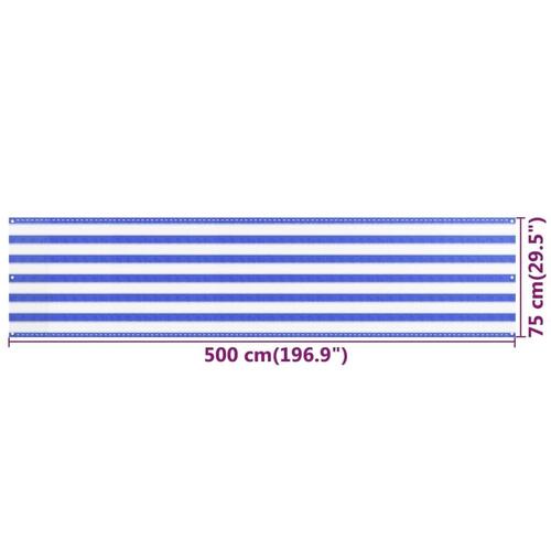 Altanafskærmning 75x500 cm HDPE blå og hvid