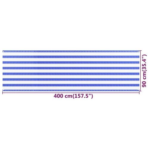 Altanafskærmning 90x400 cm HDPE blå og hvid