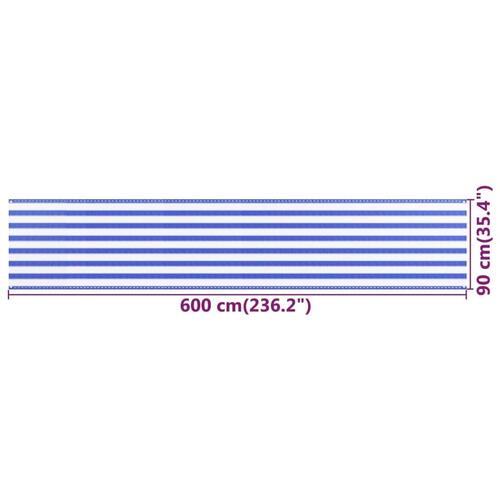 Altanafskærmning 90x600 cm HDPE blå og hvid