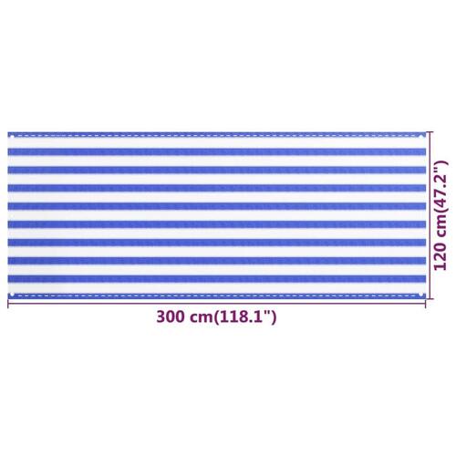 Altanafskærmning 120x300 cm HDPE blå og hvid
