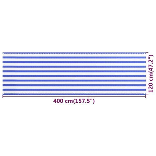 Altanafskærmning 120x400 cm HDPE blå og hvid