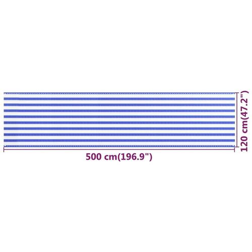 Altanafskærmning 120x500 cm HDPE blå og hvid