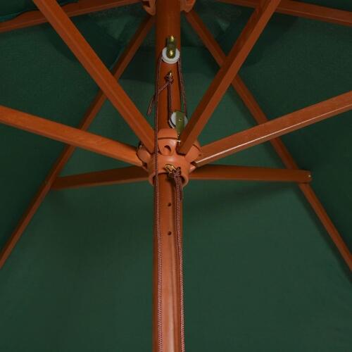 Parasol 200 x 300 cm træstang grøn