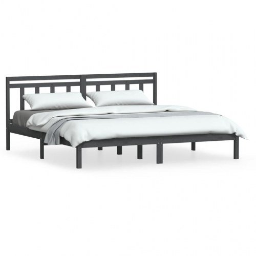 Sengeramme med sengegærde 200 x 200 cm - grå