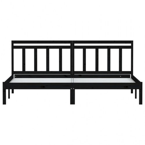 Sengeramme 200x200 cm i massivt fyrretræ - sort